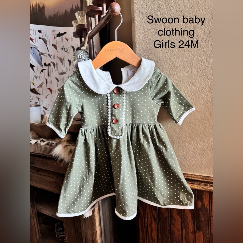 Swoon Boutique Green Smocked Sundress with Peter Pan Collar